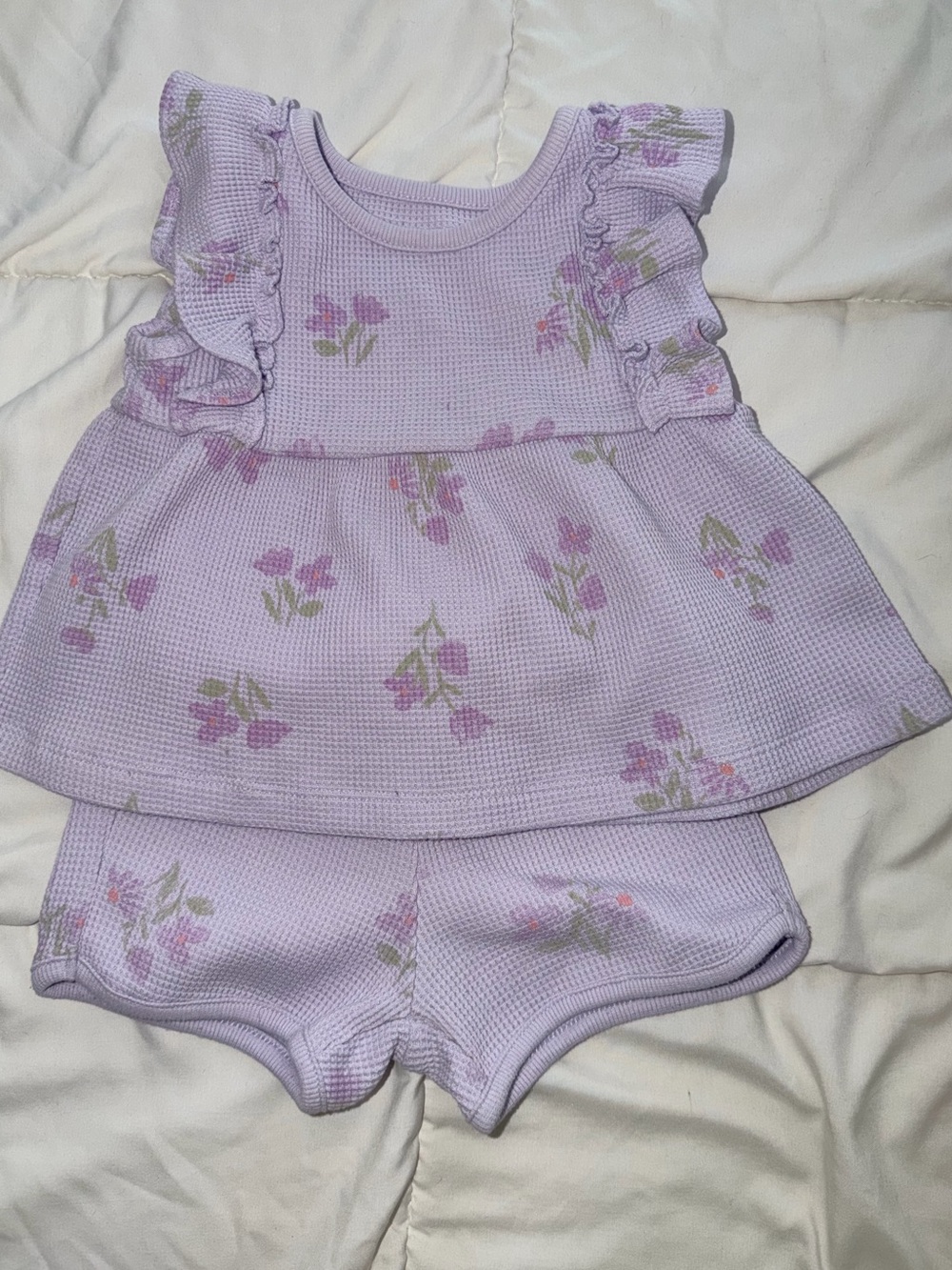 Carter's Lilac Floral Ruffle Tank & Shorts Set